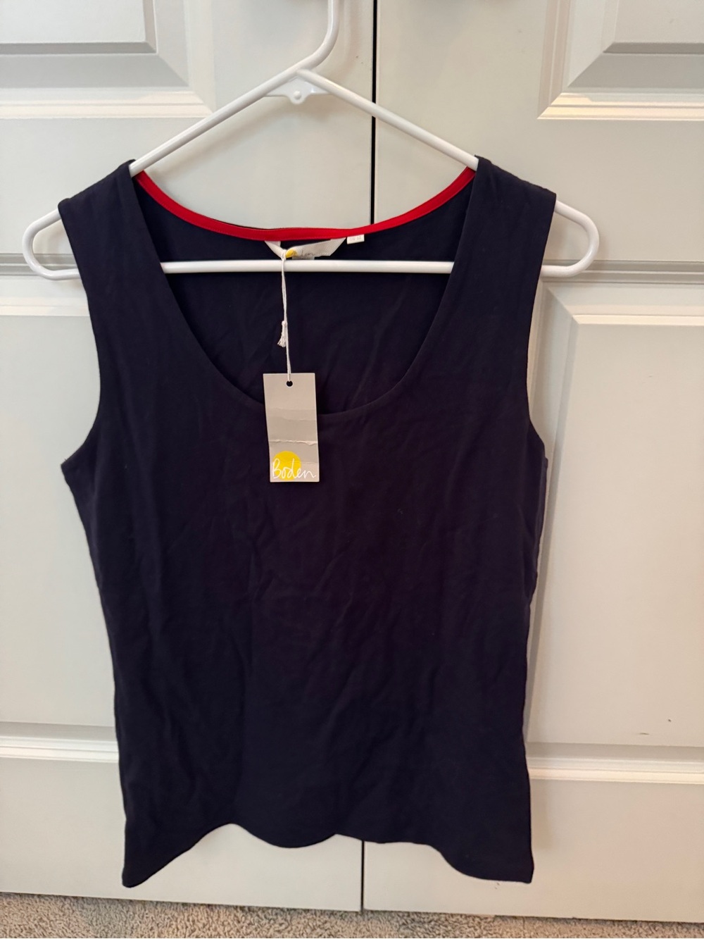 Boden Navy Tank Top with Red interior Neckline Trim